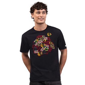 Men's Starter Black Chicago Blackhawks Logo Collage T-Shirt