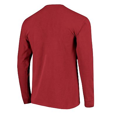 Women's Red Wisconsin Badgers Christmas Elements Comfort Colors Long Sleeve T-Shirt