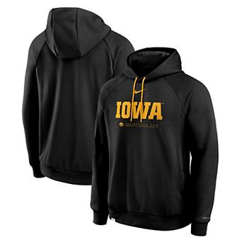 Men's Nike Black Iowa Hawkeyes 2025 Courtside Basketball Practice Raglan Dri-FIT Hoodie