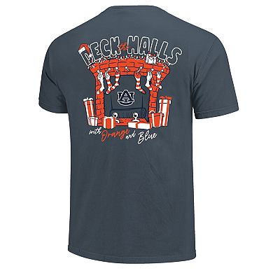 Men's Navy Auburn Tigers Deck the Halls Comfort Colors T-Shirt