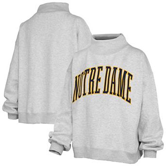 Women's Pressbox Gray Notre Dame Fighting Irish Oversized Nelson Mock Neck Sweatshirt