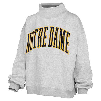Women's Pressbox Gray Notre Dame Fighting Irish Oversized Nelson Mock Neck Sweatshirt