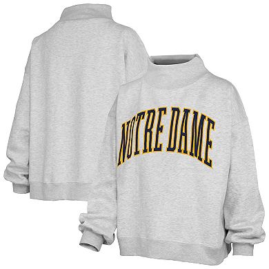 Women's Pressbox Gray Notre Dame Fighting Irish Oversized Nelson Mock Neck Sweatshirt