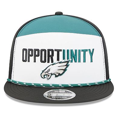 Men's New Era White/Black Philadelphia Eagles 2025 Inspire Change Split Panel 9FIFTY Snapback Hat