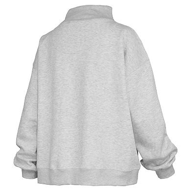 Women's Pressbox Gray Michigan Wolverines Oversized Nelson Mock Neck Sweatshirt