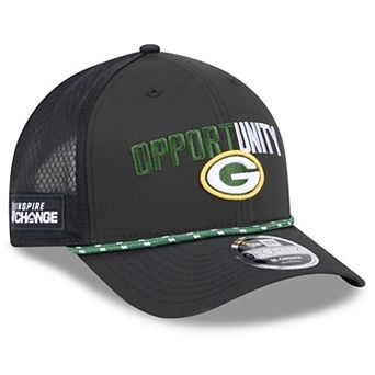 Men's New Era Black Green Bay Packers 2025 Inspire Change 9FORTY M-Crown Adjustable Hat