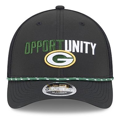 Men's New Era Black Green Bay Packers 2025 Inspire Change 9FORTY M-Crown Adjustable Hat