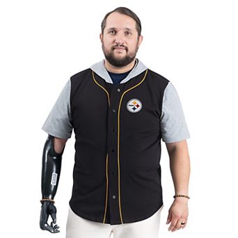 Men's G-III Sports by Carl Banks Black Pittsburgh Steelers Adaptive Home Team Magnetic Button-Up Top