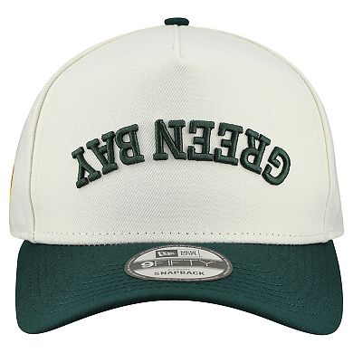 Men's New Era Cream Green Bay Packers Upside Down 9FIFTY A-Frame Snapback Hat