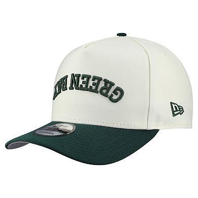 Men's New Era Cream Green Bay Packers Upside Down 9FIFTY A-Frame Snapback Hat
