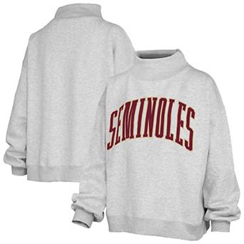 Women's Pressbox Gray Florida State Seminoles Oversized Nelson Mock Neck Sweatshirt