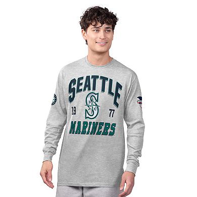 Men's Starter Heather Gray/Navy Seattle Mariners Two-Pack Long Sleeve & Short Sleeve T-Shirt Set