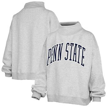 Women's Pressbox Gray Penn State Nittany Lions Oversized Nelson Mock Neck Sweatshirt