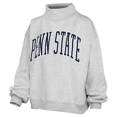 Women's Pressbox Gray Penn State Nittany Lions Oversized Nelson Mock Neck Sweatshirt