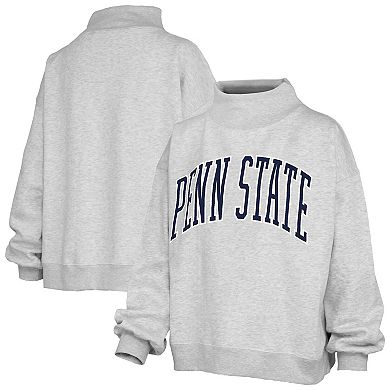 Women's Pressbox Gray Penn State Nittany Lions Oversized Nelson Mock Neck Sweatshirt