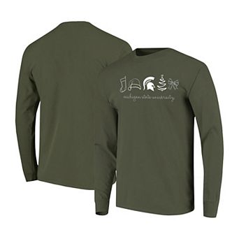 Women's Green Michigan State Spartans Christmas Elements Comfort Colors Long Sleeve T-Shirt