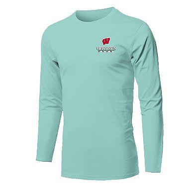 Youth Light Green Wisconsin Badgers Merry Christmas Tree Long Sleeve T-Shirt