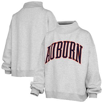 Women's Pressbox Gray Auburn Tigers Oversized Nelson Mock Neck Sweatshirt