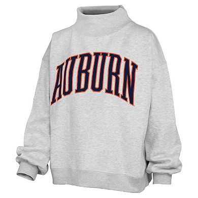 Women's Pressbox Gray Auburn Tigers Oversized Nelson Mock Neck Sweatshirt