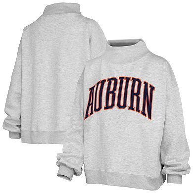 Women's Pressbox Gray Auburn Tigers Oversized Nelson Mock Neck Sweatshirt