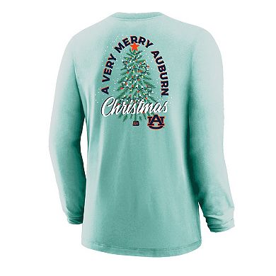 Youth Light Green Auburn Tigers Merry Christmas Tree Long Sleeve T-Shirt