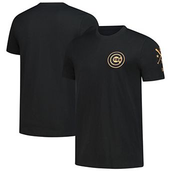 Men's New Era Black Chicago Cubs Bronze Logo with Cross Bats Established T-Shirt
