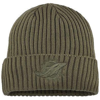 Youth New Era Olive Miami Dolphins Color Pack Cuffed Knit Hat