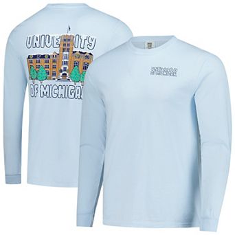 Men's Image One Light Blue Michigan Wolverines Frosted Dreams Comfort Colors Long Sleeve T-Shirt
