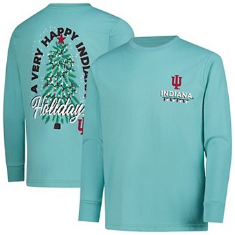 Youth Light Green Indiana Hoosiers Merry Christmas Tree Long Sleeve T-Shirt