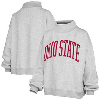 Women's Pressbox Gray Ohio State Buckeyes Oversized Nelson Mock Neck Sweatshirt