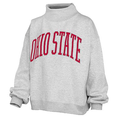 Women's Pressbox Gray Ohio State Buckeyes Oversized Nelson Mock Neck Sweatshirt