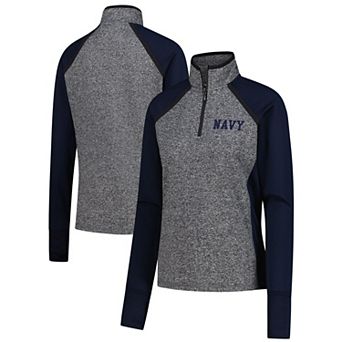 Women's Heather Gray/Navy Navy Midshipmen Finalist Quarter-Zip Sweatshirt
