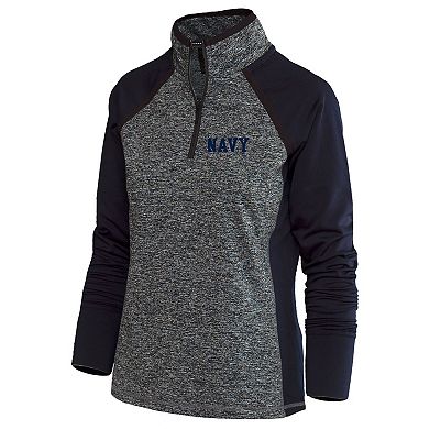 Women's Heather Gray/Navy Navy Midshipmen Finalist Quarter-Zip Sweatshirt