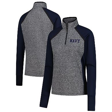 Women's Heather Gray/Navy Navy Midshipmen Finalist Quarter-Zip Sweatshirt