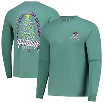 Men's Image One Light Green ECU Pirates Holiday Long Sleeve T-Shirt