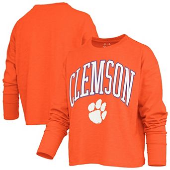 Women's Pressbox Orange Clemson Tigers Motley Boxy Waist-Length Long Sleeve T-Shirt
