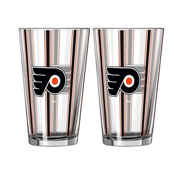Logo Brands Philadelphia Flyers Two-Piece 16oz. Striped Pint Glass Set