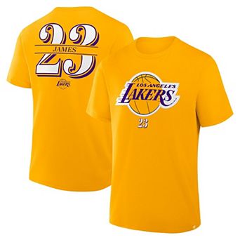Men's Fanatics LeBron James Gold Los Angeles Lakers In The Paint Name & Number T-Shirt