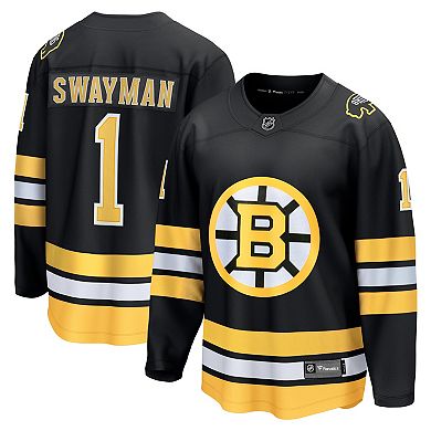 Men's Fanatics Jeremy Swayman Black Boston Bruins Home Breakaway Jersey