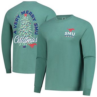 Men's Image One Light Green SMU Mustangs Holiday Long Sleeve T-Shirt