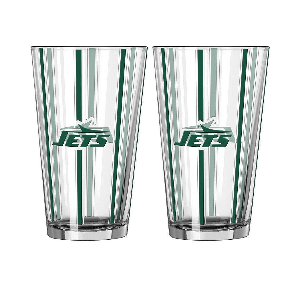 Logo Brands New York Jets Two-Piece 16oz. Striped Pint Glass Set
