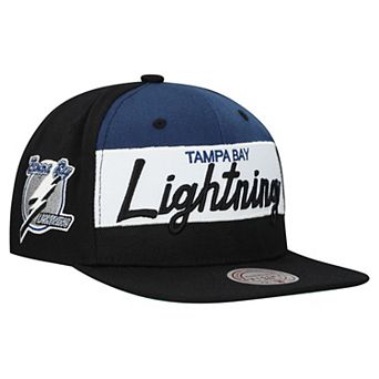 Men's Mitchell & Ness Black Tampa Bay Lightning Retro Script Colorblock Snapback Hat