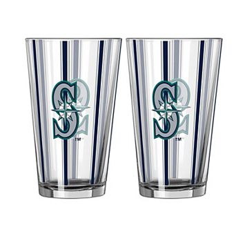 Logo Brands Seattle Mariners Two-Piece 16oz. Striped Pint Glass Set
