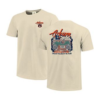 Men's Image One Natural Auburn Tigers Comfort Colors Hand-Drawn Campus Stack T-Shirt