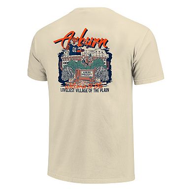 Men's Image One Natural Auburn Tigers Comfort Colors Hand-Drawn Campus Stack T-Shirt