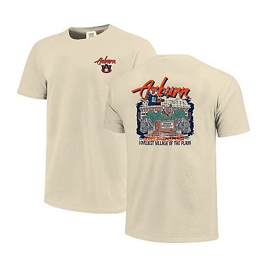 Men's Image One Natural Auburn Tigers Comfort Colors Hand-Drawn Campus Stack T-Shirt