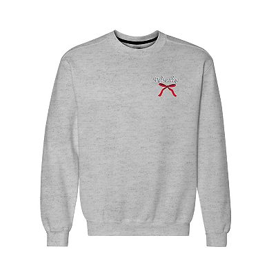 Women's Heather Gray Nebraska Huskers Classic Merry Christmas Tree Crewneck Sweatshirt