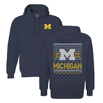 Youth Navy Michigan Wolverines Classic Holiday Sweater Hoodie