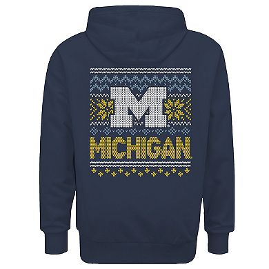 Youth Navy Michigan Wolverines Classic Holiday Sweater Hoodie