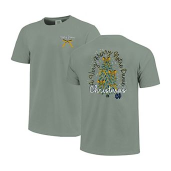Women's Light Green Notre Dame Fighting Irish Christmas Tree Comfort Colors T-Shirt